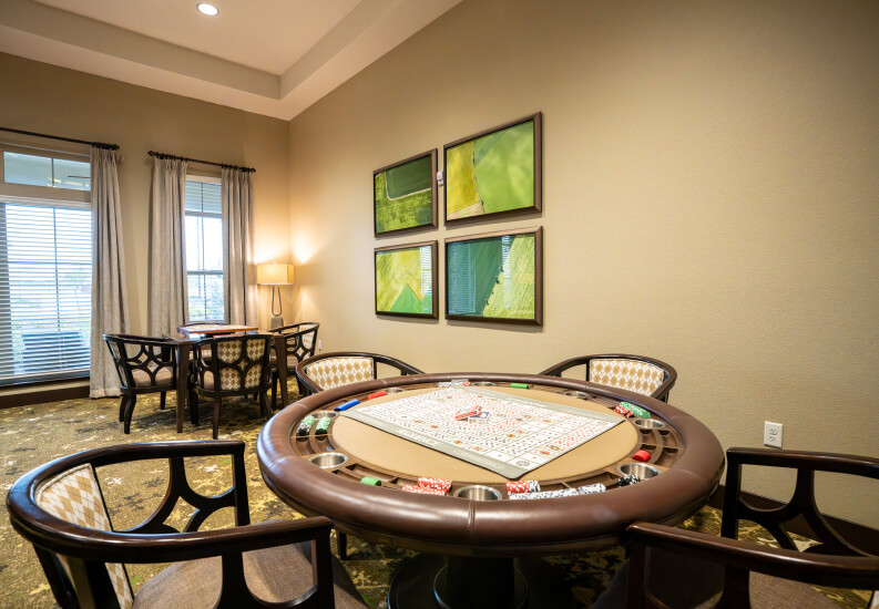 Festive Community Dining Room With Patriotic Decorations Assisted Living Facility game-room-assisted-living